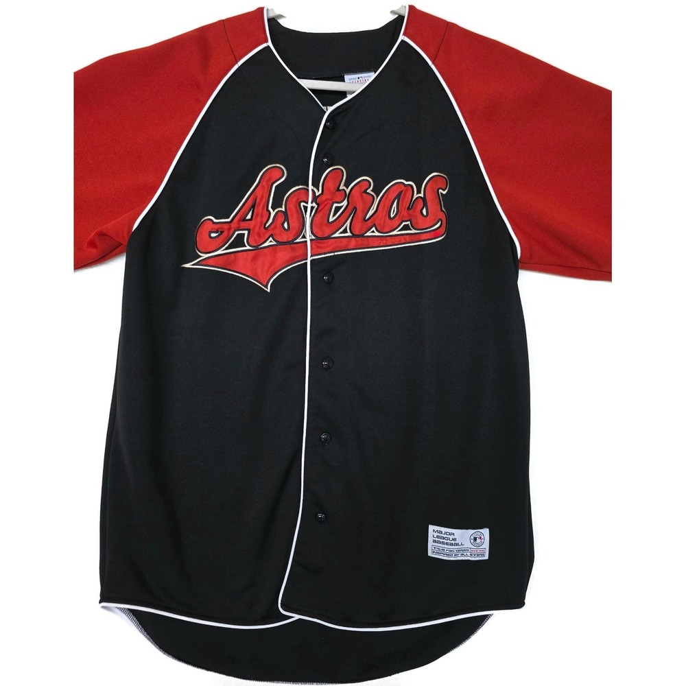Houston Astros Jersey Mens Large Black Red MLB Baseball Berkman 17 True Fan